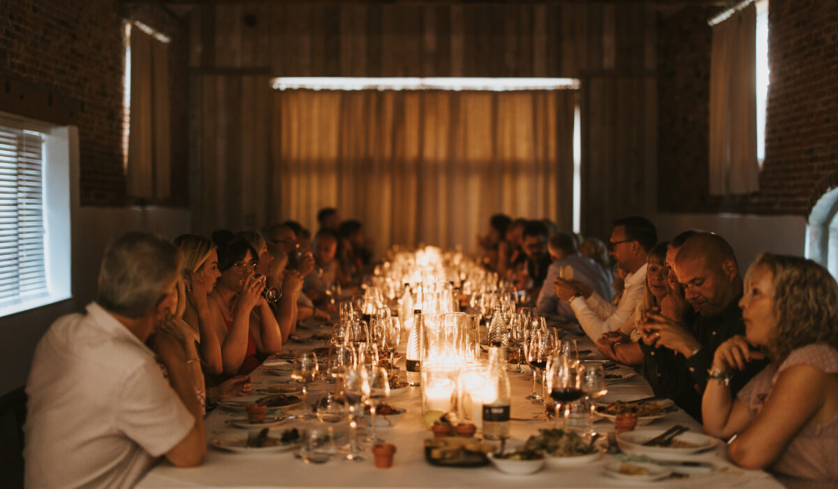 Candlelit long table private dining celebration at event venue in Lincolnshire near Grimsby