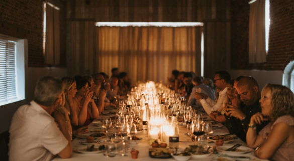 Candlelit long table private dining celebration at event venue in Lincolnshire near Grimsby