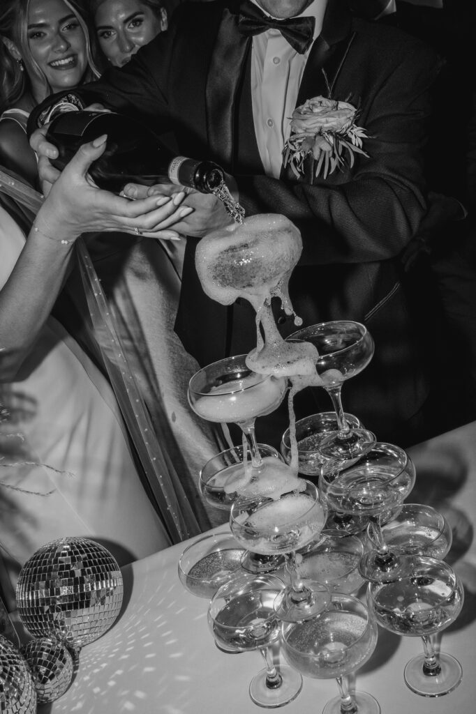 Champagne Tower weddings Healing Manor